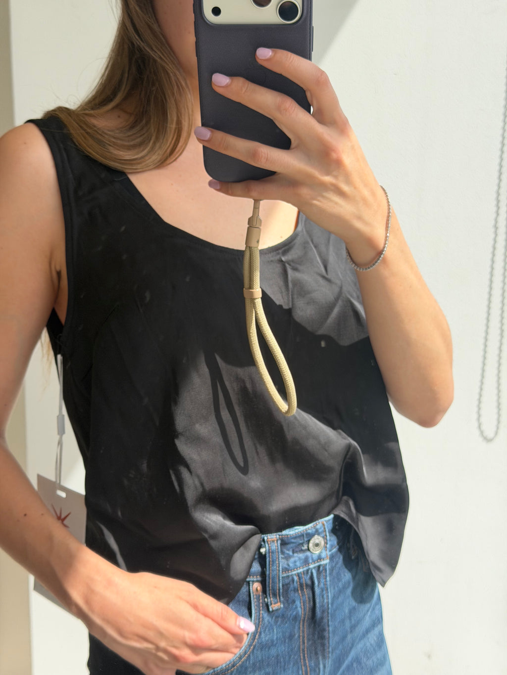 Satin black top