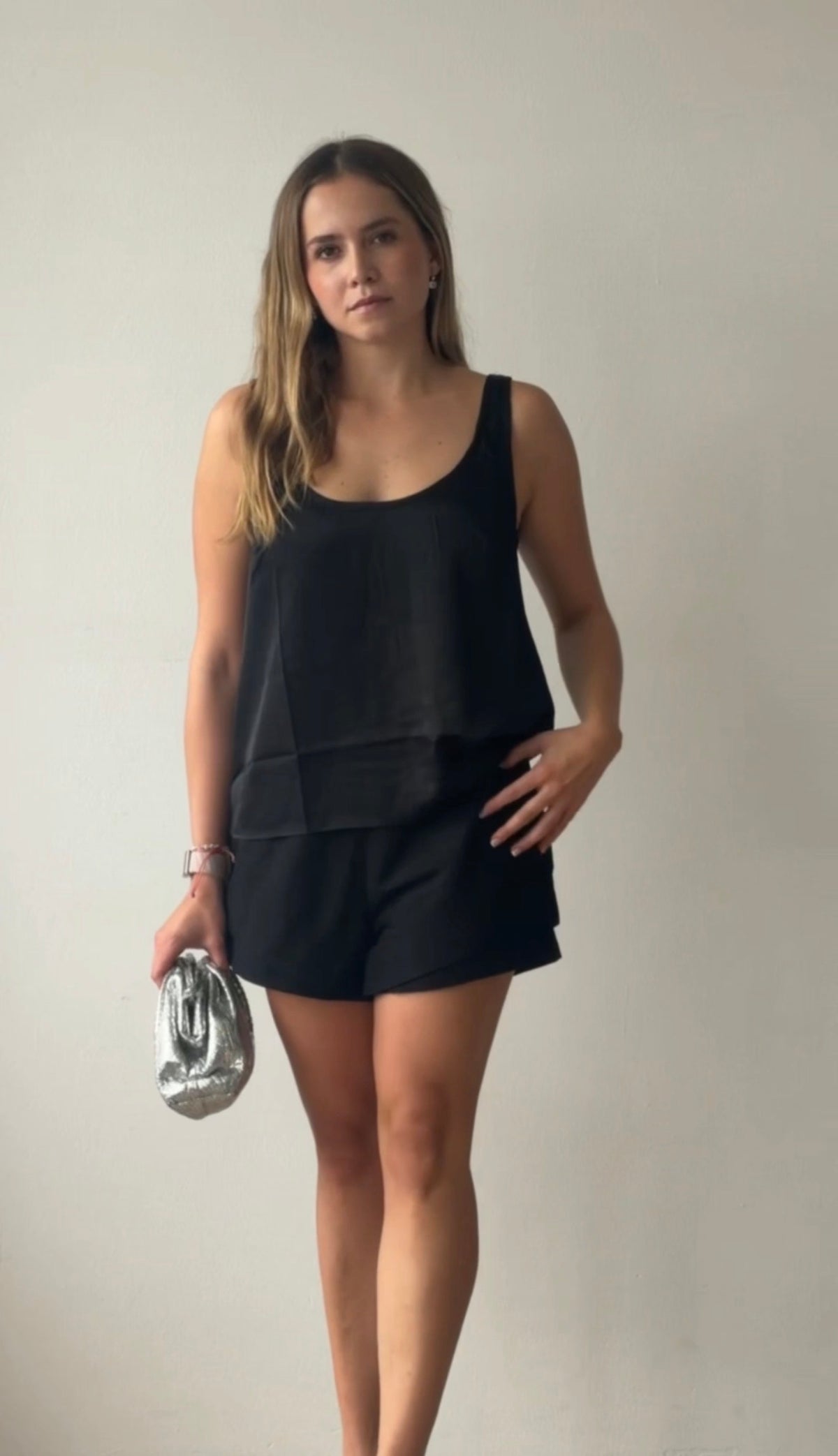 Satin black top